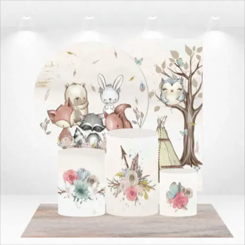 Conjunto De Capas De Painel E Cilindros Bosque Encantado