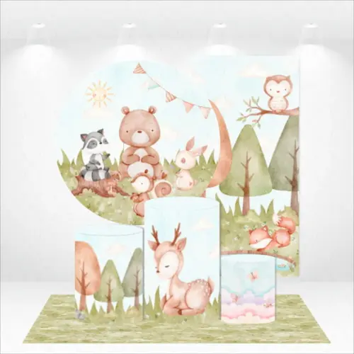 Conjunto De Capas De Painel E Cilindros Bosque Encantado