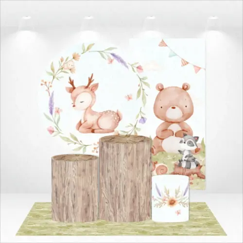 Conjunto De Capas De Painel E Cilindros Bosque Encantado