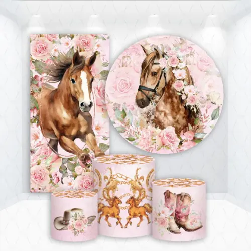 Conjunto de Capas de Painel e Cilindros Cavalos Country