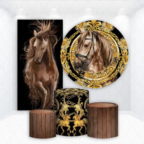 Conjunto de Capas de Painel e Cilindros Cavalos Country