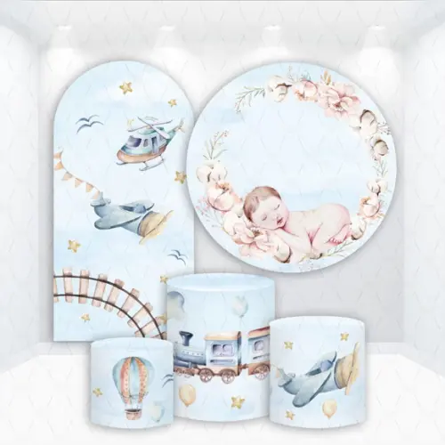 Conjunto de Capas de Painel e Cilindros Chá de Bebê Menino