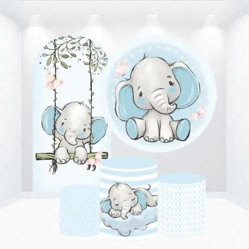 Conjunto de Capas de Painel e Cilindros Chá de Bebê Elefante