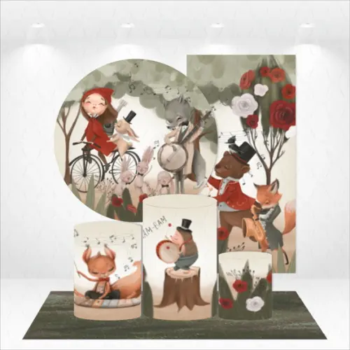 Conjunto De Capas De Painel E Cilindros Chapeuzinho Vermelho