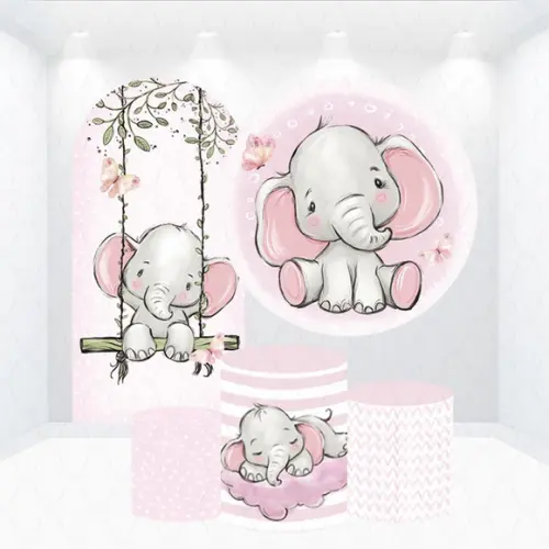 Conjunto de Capas de Painel e Cilindros Chá de Bebê Elefante