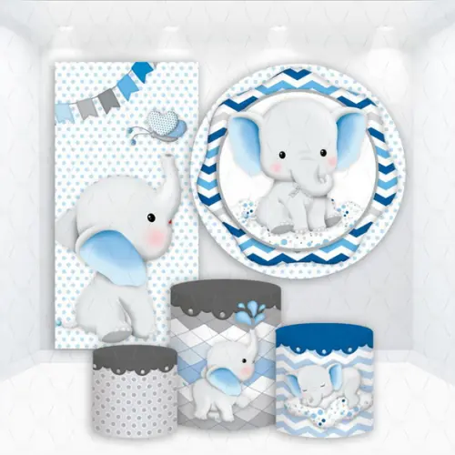 Conjunto de Capas de Painel e Cilindros Elefantinho Azul