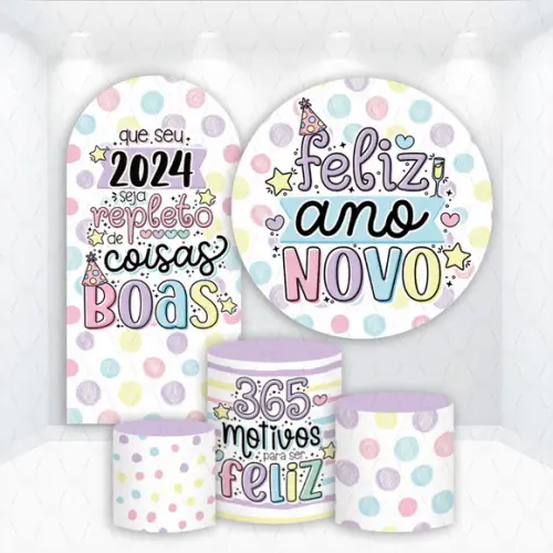 Conjunto de Capas de Painel e Cilindros Feliz Ano Novo