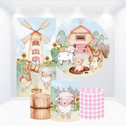 Conjunto de Capas de Painel e Cilindros Fazendinha Rosa
