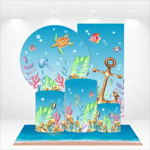 Conjunto De Capas De Painel E Cilindros Fundo Do Mar