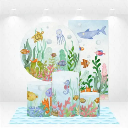 Conjunto De Capas De Painel E Cilindros Fundo Do Mar