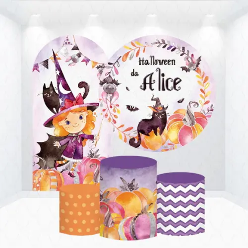 Conjunto de Capas de Painel e Cilindros Halloween com Nome