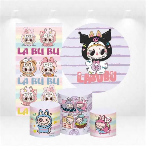 Conjunto de Capas de Painel e Cilindros Labubu