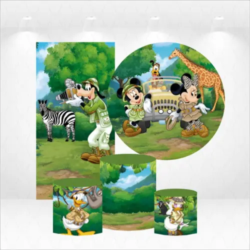 Conjunto de Capas de Painel e Cilindros Mickey Safari