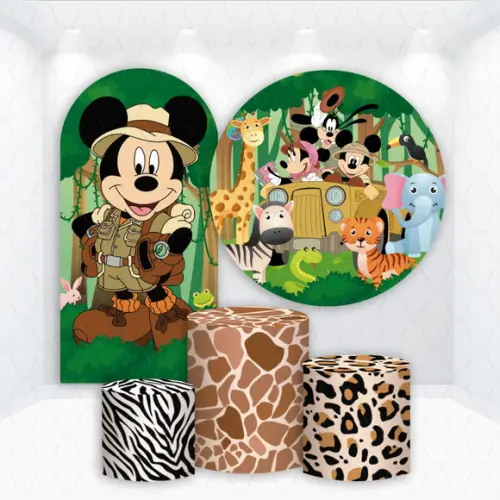 Conjunto de Capas de Painel e Cilindros Mickey Safari