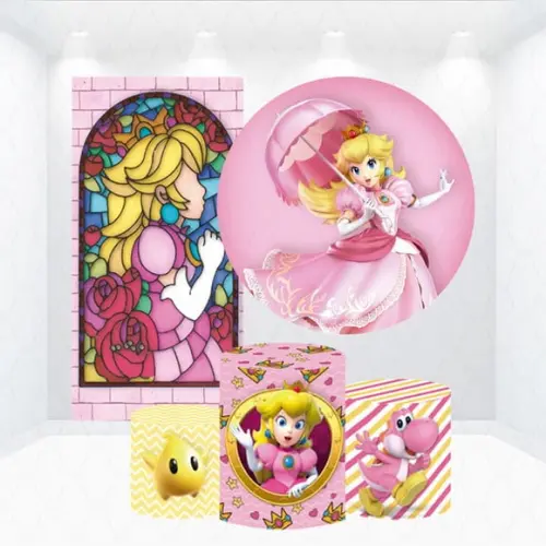 Conjunto de Capas de Painel e Cilindros Princesa Peach