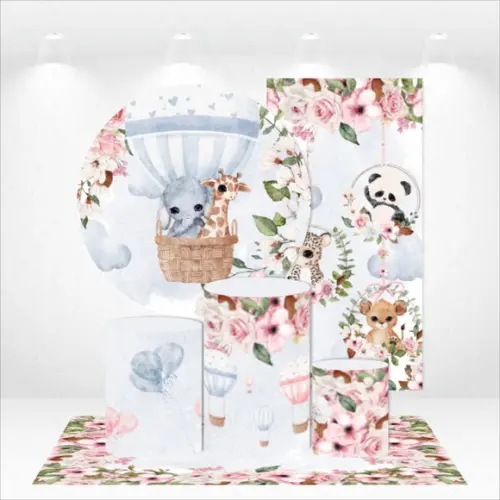 Conjunto De Capas De Painel E Cilindros Safari Encantado