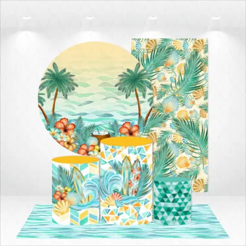Conjunto De Capas De Painel E Cilindros Verão Tropical
