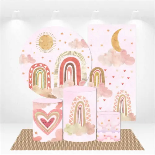Conjunto de Capas Painel e Cilindros Arco Íris Boho