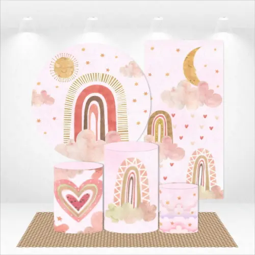 Conjunto de Capas Painel e Cilindros Arco Íris Boho