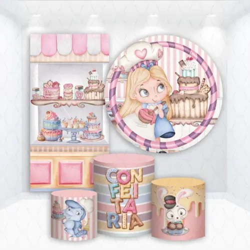 Conjunto de Capas Painel e Cilindros Confeitaria Alice