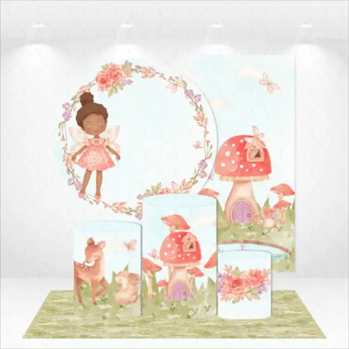 Conjunto de Capas Painel e Cilindros Jardim Encantado Fadas