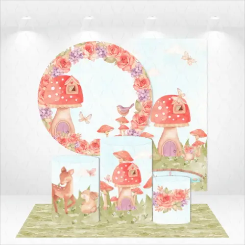 Conjunto de Capas Painel e Cilindros Jardim Encantado Fadas