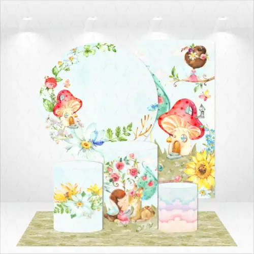 Conjunto de Capas Painel e Cilindros Jardim Encantado Fadas