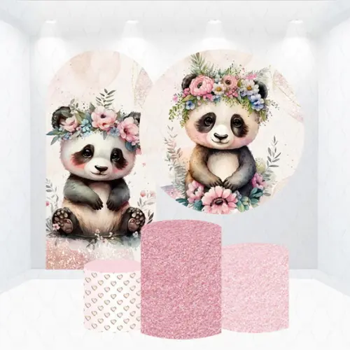 Conjunto de Capas Painel e Cilindros Panda Rosa