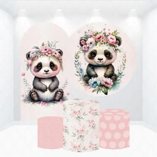 Conjunto de Capas Painel e Cilindros Panda Rosa