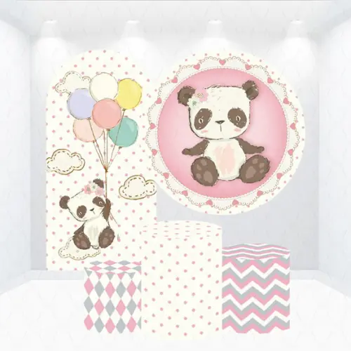 Conjunto de Capas Painel e Cilindros Panda Rosa