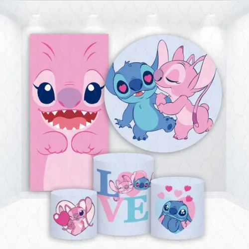 Conjunto de Capas Painel e Cilindros Stitch e Angel
