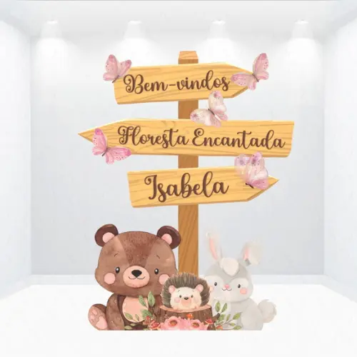Display / Totem 1,3m Placa Floresta Encantada
