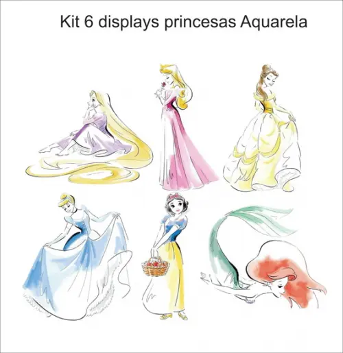 Kit 6 Display/ Totem Princesas Aquarela 130cm