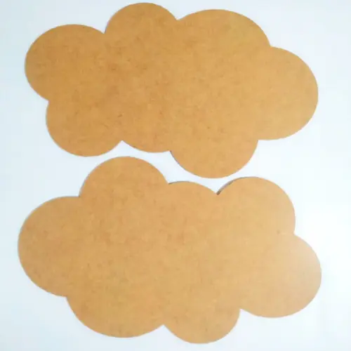 Kit de 2 Nuvens de mdf Cru para Decoração e Artesanato