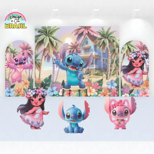 Kit Painéis e Diplays Lilo Stitch e Angel