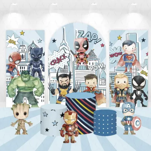 Kit Painéis Vestfácil, Cilindros e Displays Super Heróis