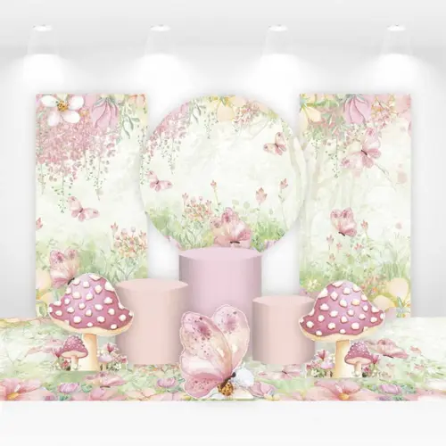 Kit Painéis, Cilindros e Displays Festa Jardim Encantado