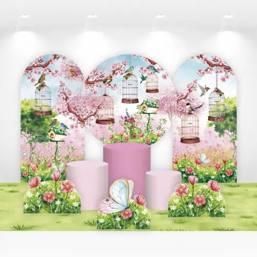 Kit Painéis, Cilindros e Displays Festa Jardim Encantado