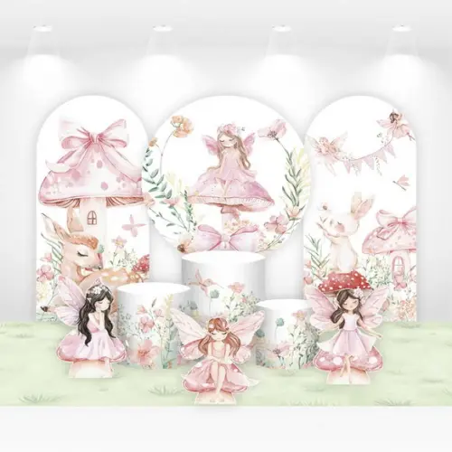 Kit Painéis, Cilindros e Displays Jardim Encantado Fadas