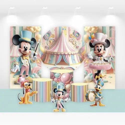 Kit Painéis, Cilindros e Displays Mickey Circo Candy