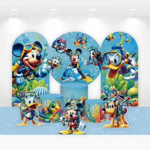 Kit Painéis, Cilindros e Displays Mickey Fundo do Mar