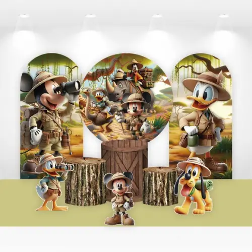 Kit Painéis, Cilindros e Displays Mickey Safari