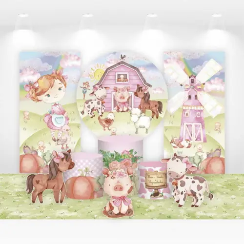 Kit Painéis, Cilindros e Displays para Festa Fazendinha