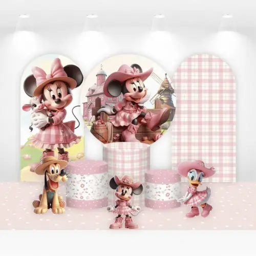 Kit Painéis, Cilindros e Displays Minnie Fazendinha