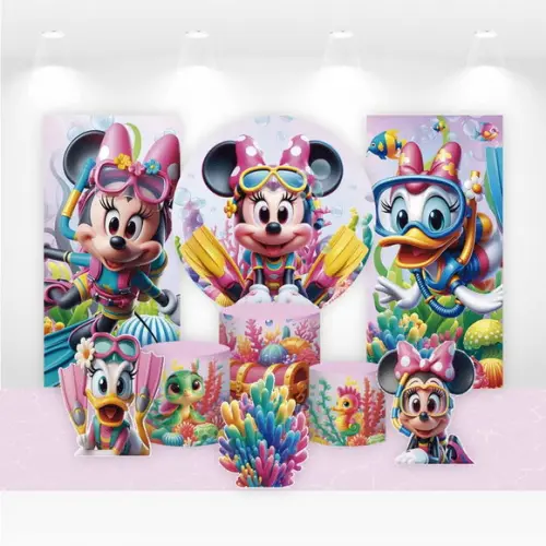 Kit Painéis, Cilindros e Displays Minnie Fundo do Mar