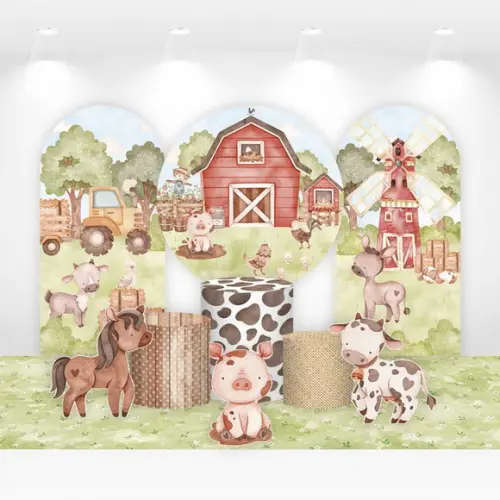 Kit Painéis, Cilindros e Displays para Festa Fazendinha