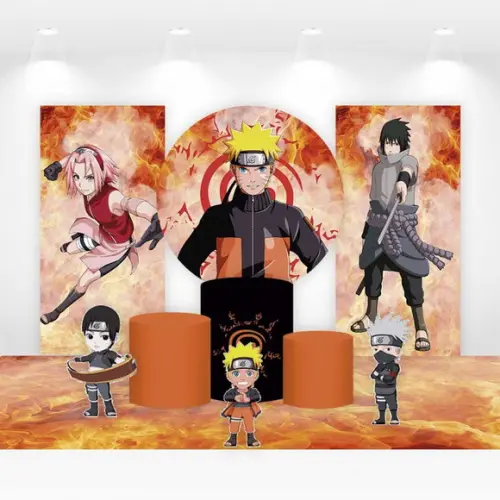 Kit Painéis, Cilindros e Displays para Festa Naruto