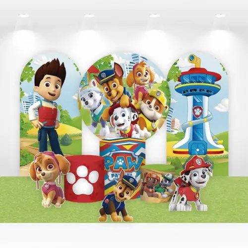 Kit Painéis, Cilindros e Displays para Festa Patrulha Canina