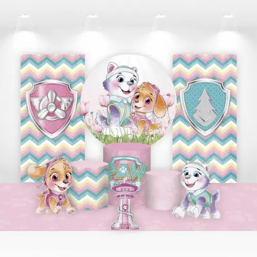 Kit Painéis, Cilindros e Displays para Festa Patrulha Canina