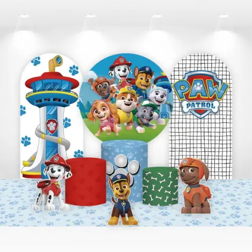 Kit Painéis, Cilindros e Displays para Festa Patrulha Canina